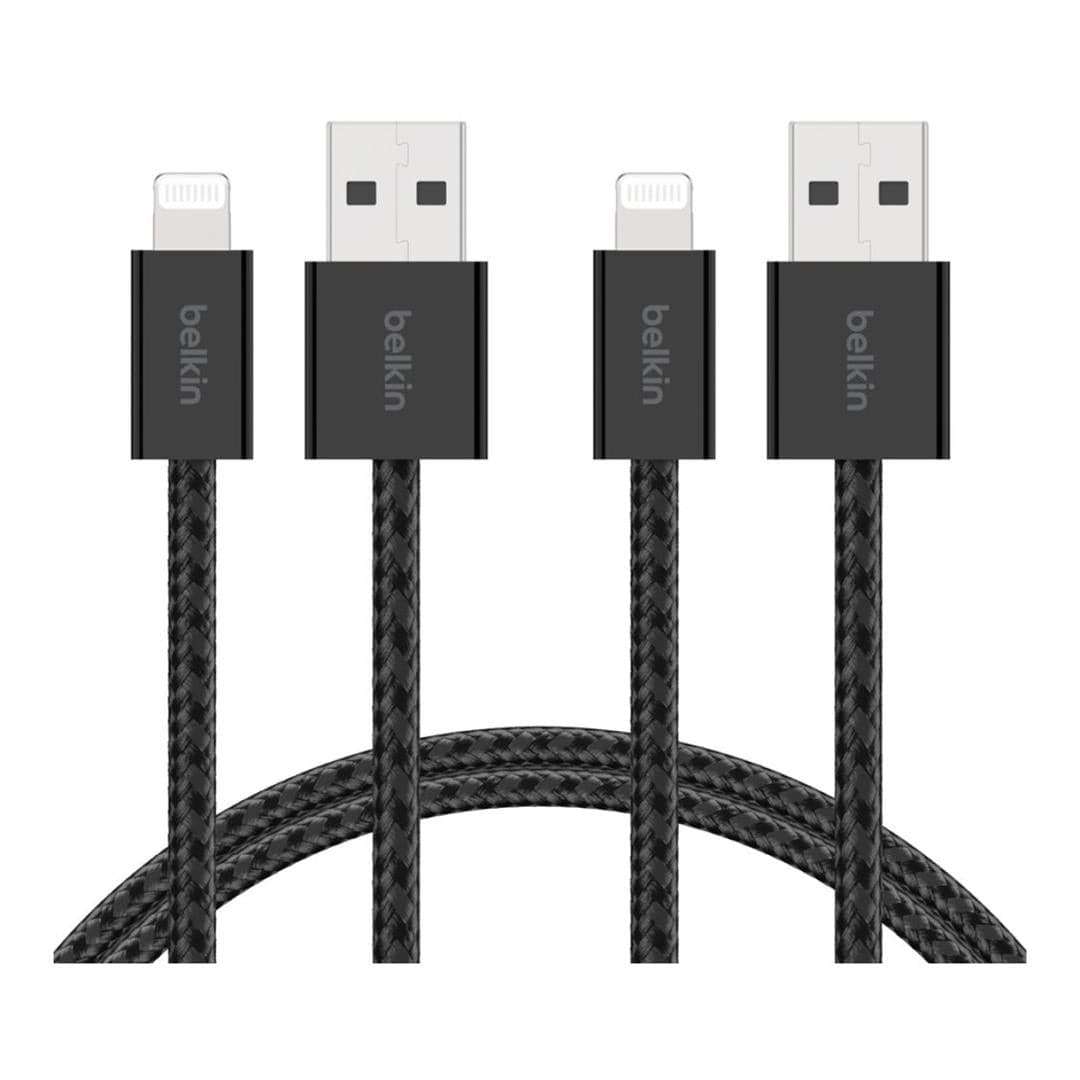 Belkin 2m BoostCharge USB-A Cable with Lightning Connector 2-pack Black BBD012HQ05BK2PK