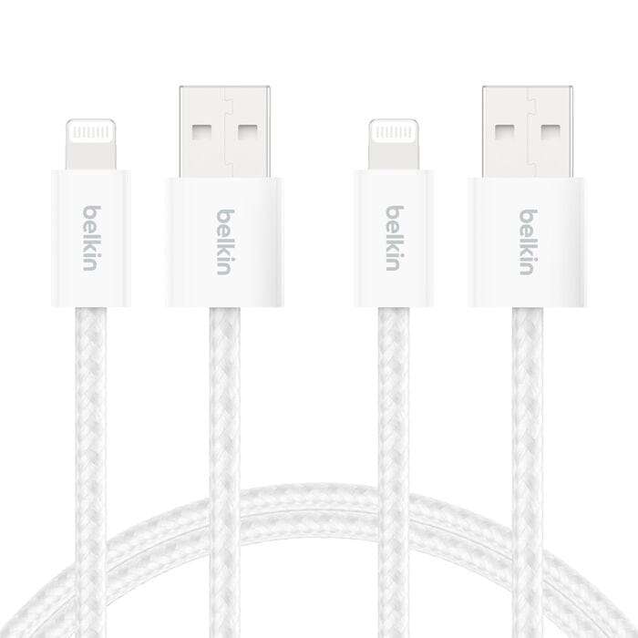 Belkin 2m BoostCharge USB-A Cable with Lightning Connector 2-Pack White BBD012HQ05WH2PK