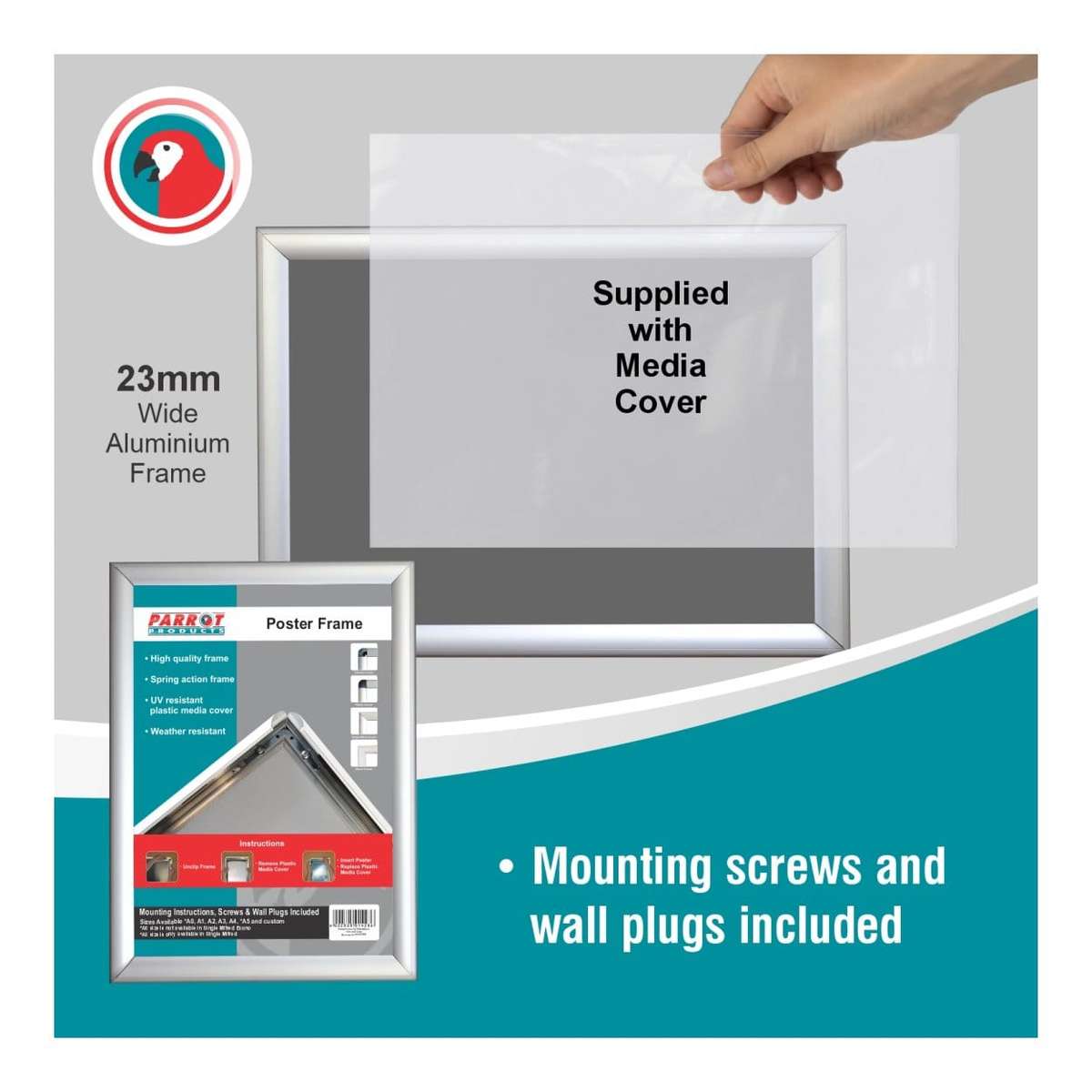 Parrot Poster Frame A4 330x240mm Single Mitred Econo BG3204