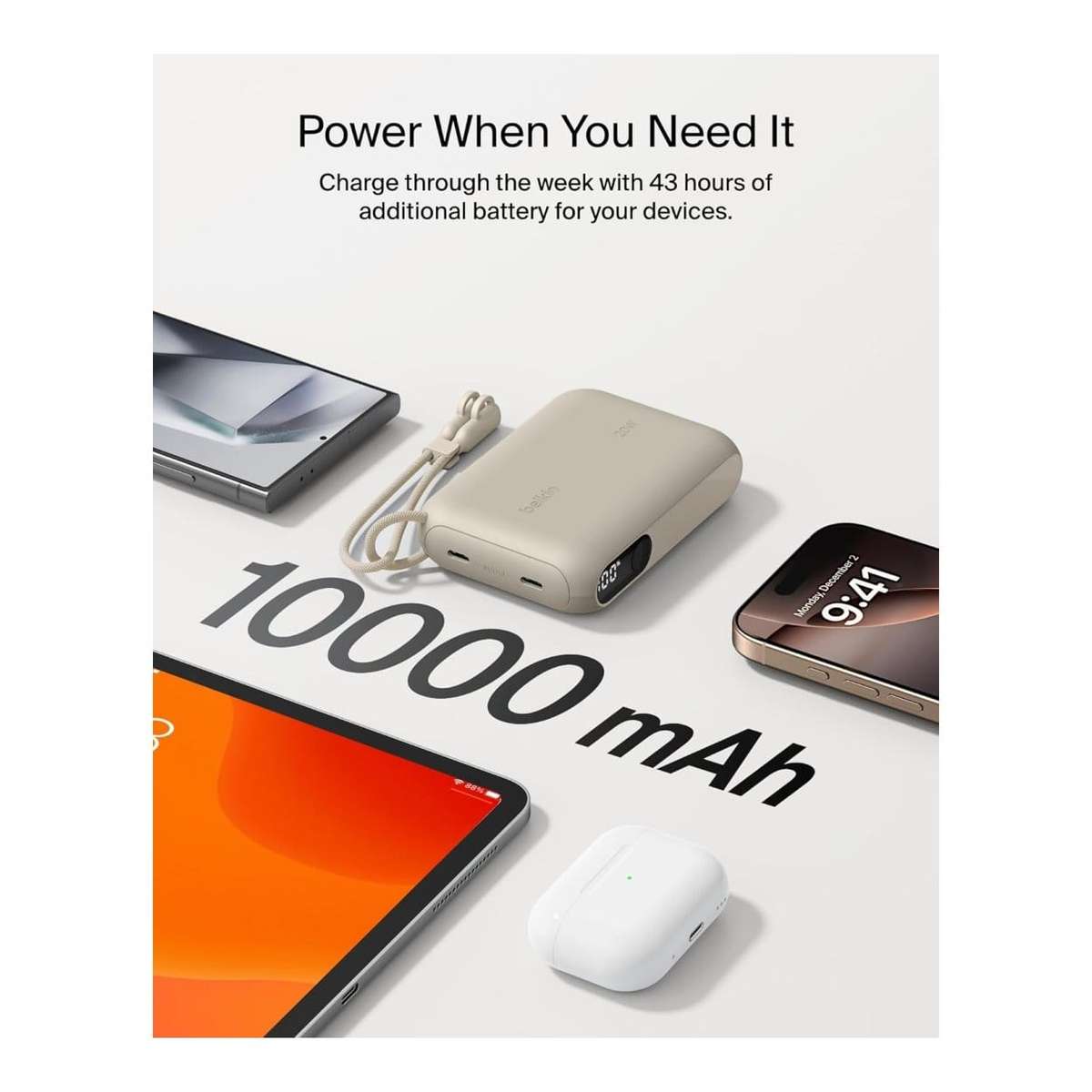 Belkin BoostCharge 10000mAh Sand Powerbank BPB027HQSD