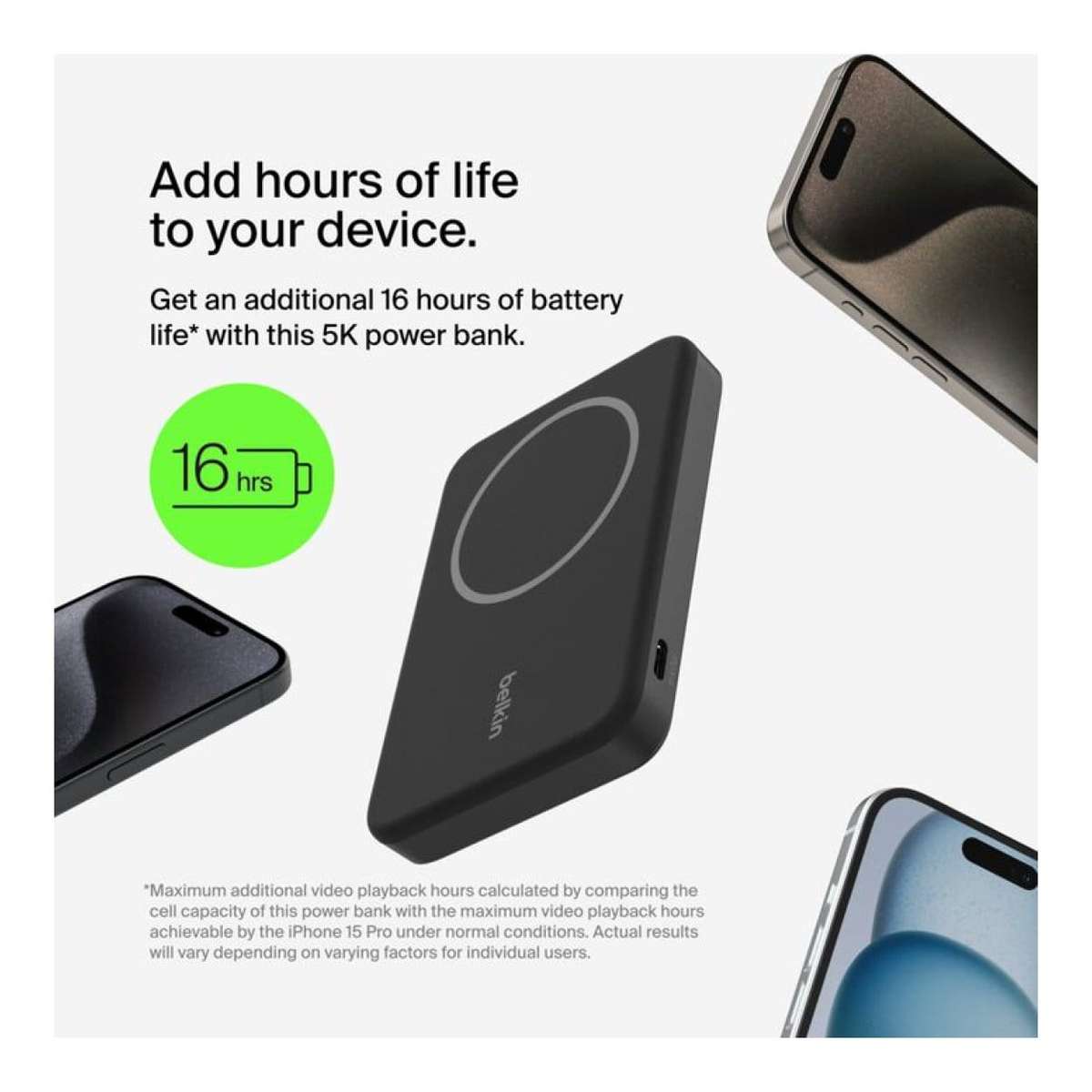 Belkin BoostCharge Pro 5000mAh Magnetic Powerbank with Qi2 Black BPD006BTBK