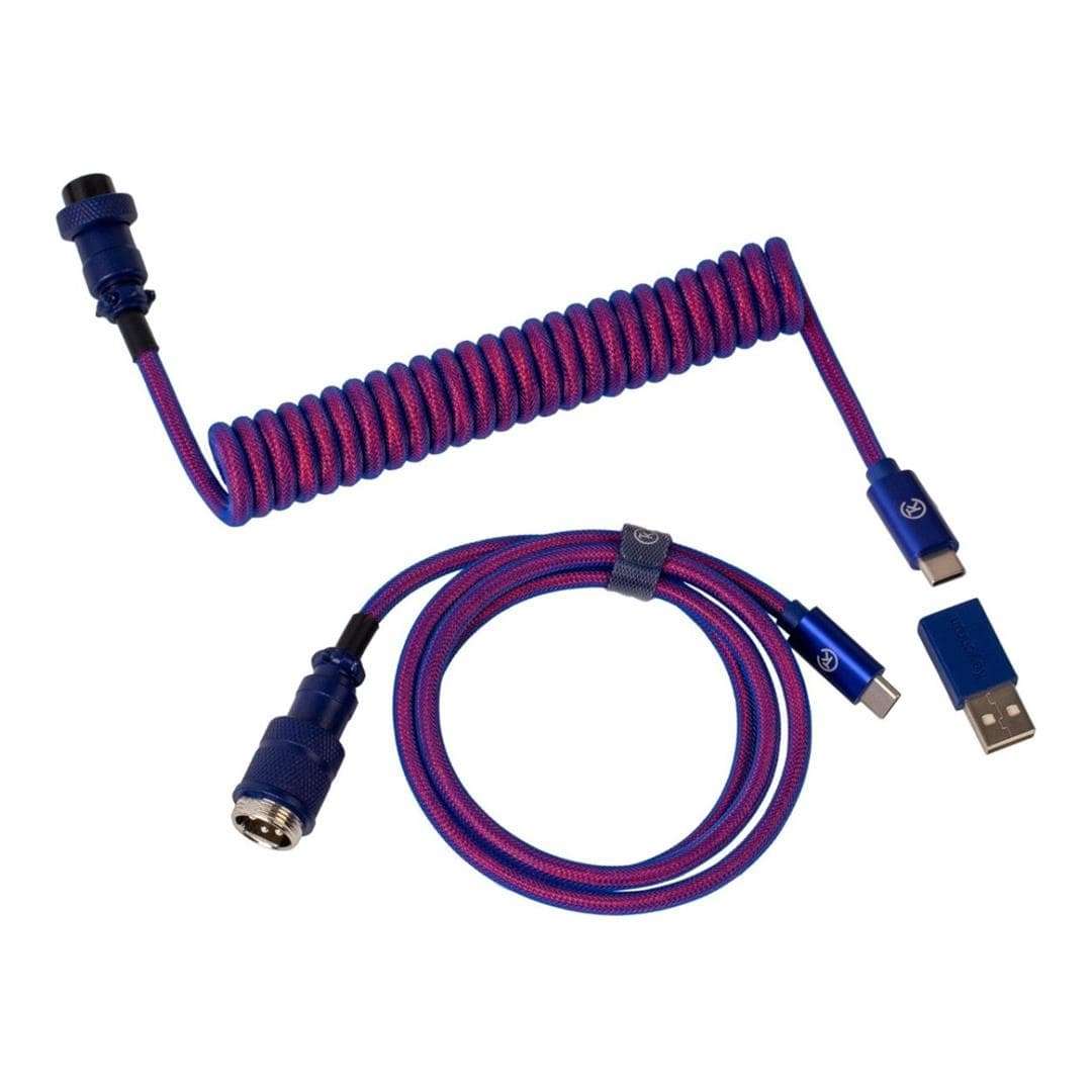 Keychron 108cm Premium Coiled Aviator USB-C and USB-A Adapter with Detachable Aviator Connector C...