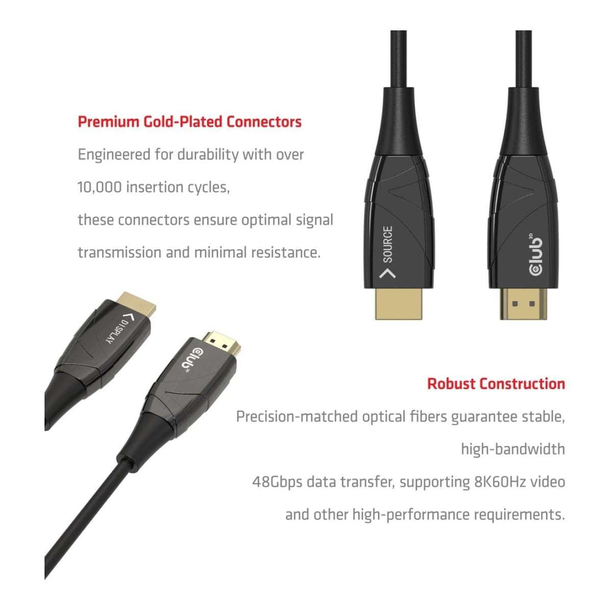 Club 3D 100m 4K 120HZ/8K 60HZ Ultra Uni-Direct AOC Cable Black CAC-1394