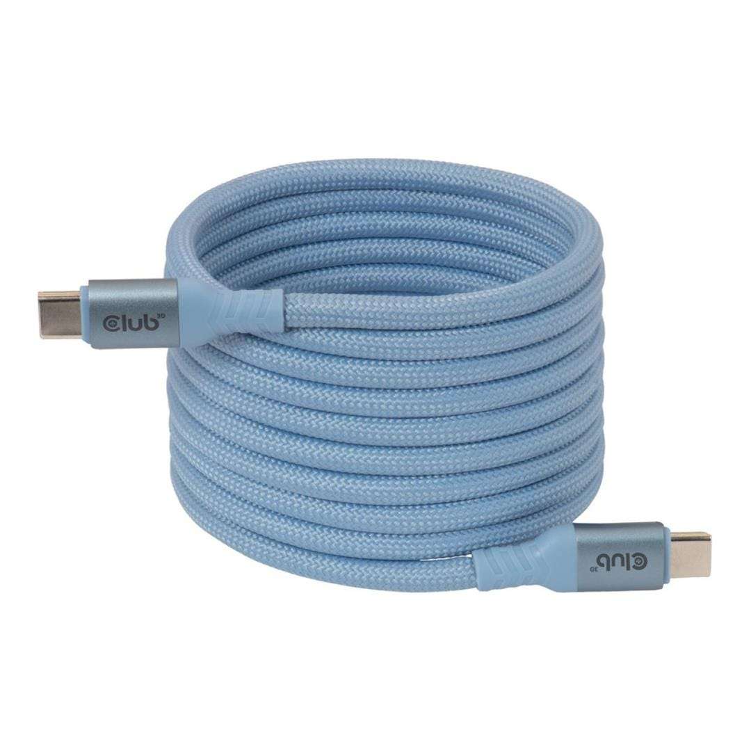 Club 3D 2m USB-C Magnetic Coil 240W PD3.1 Cable Blue CAC-3030