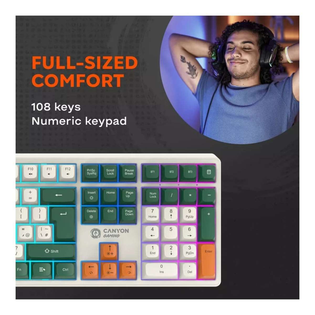 Canyon Shadder GKW-11RGB Wireless Keyboard White CND-SKBW11