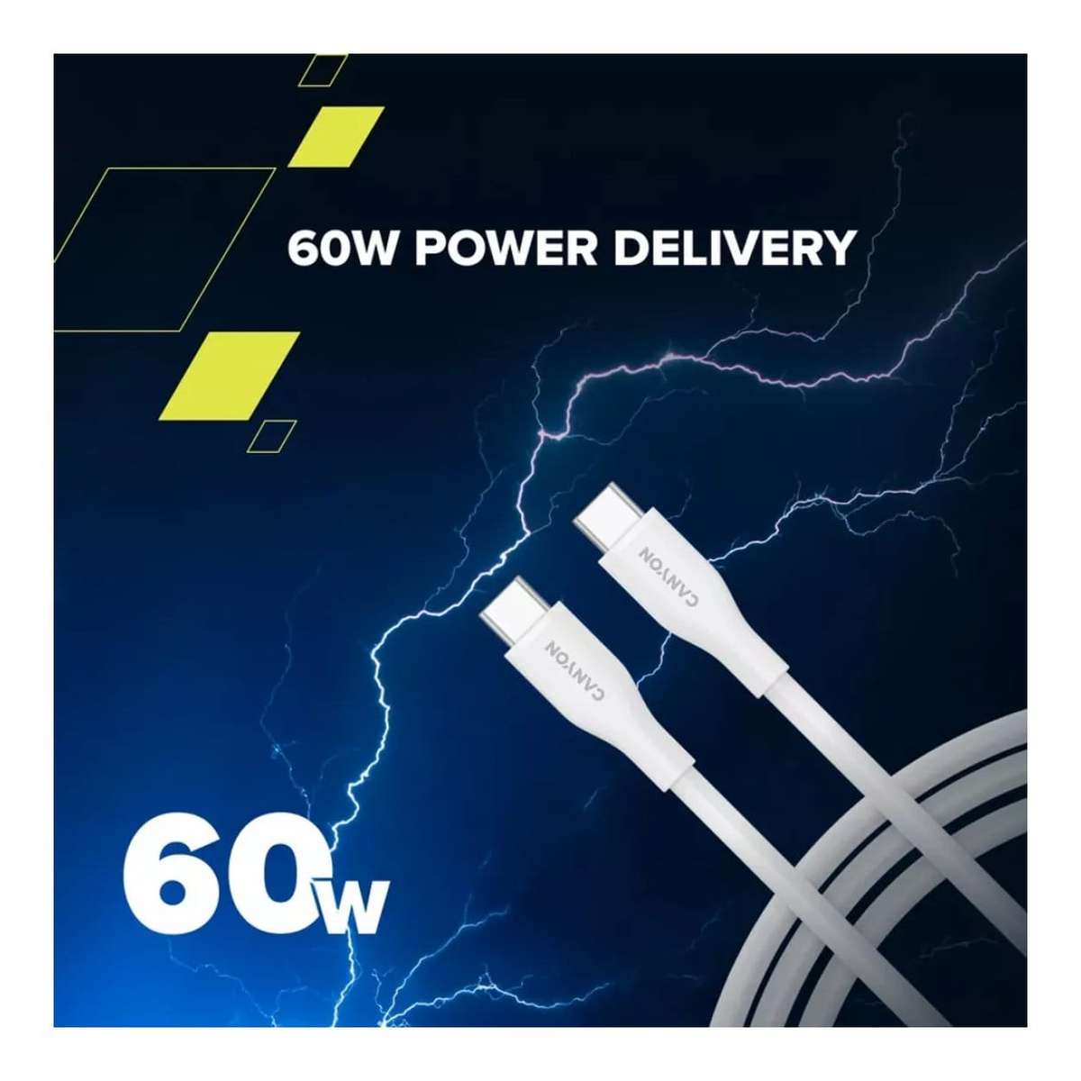 Canyon 60W Type-C Male to Male Silicon Cable 1m White CNS-CC60SC10W
