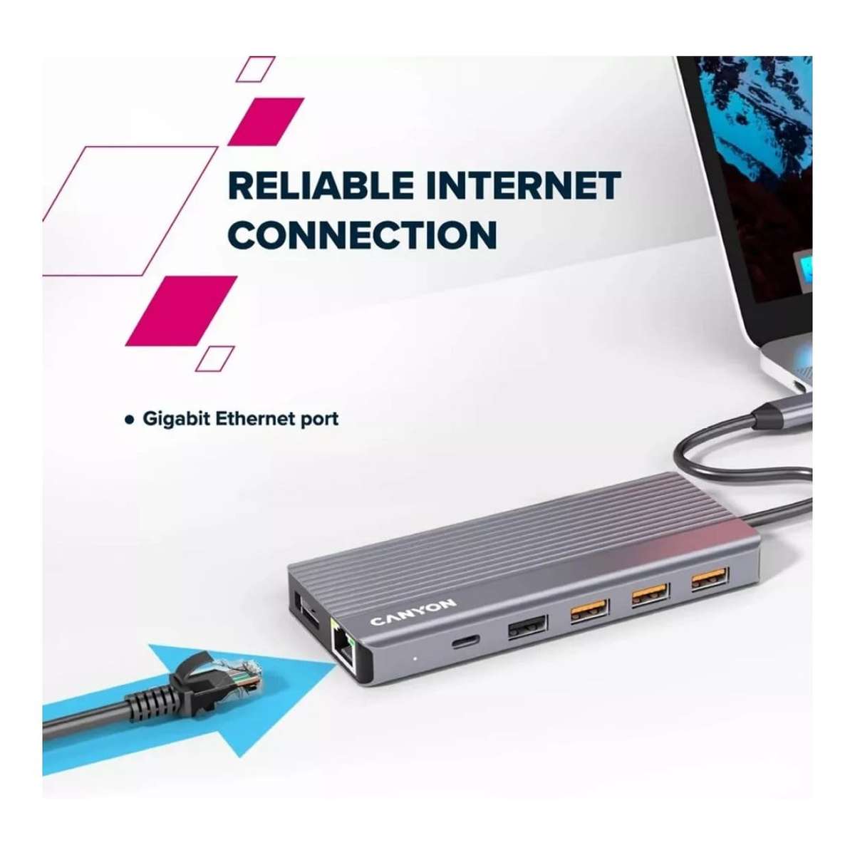 Canyon DS-16 13-in-1 Type-C Ethernet Hub Grey CNS-TDS16