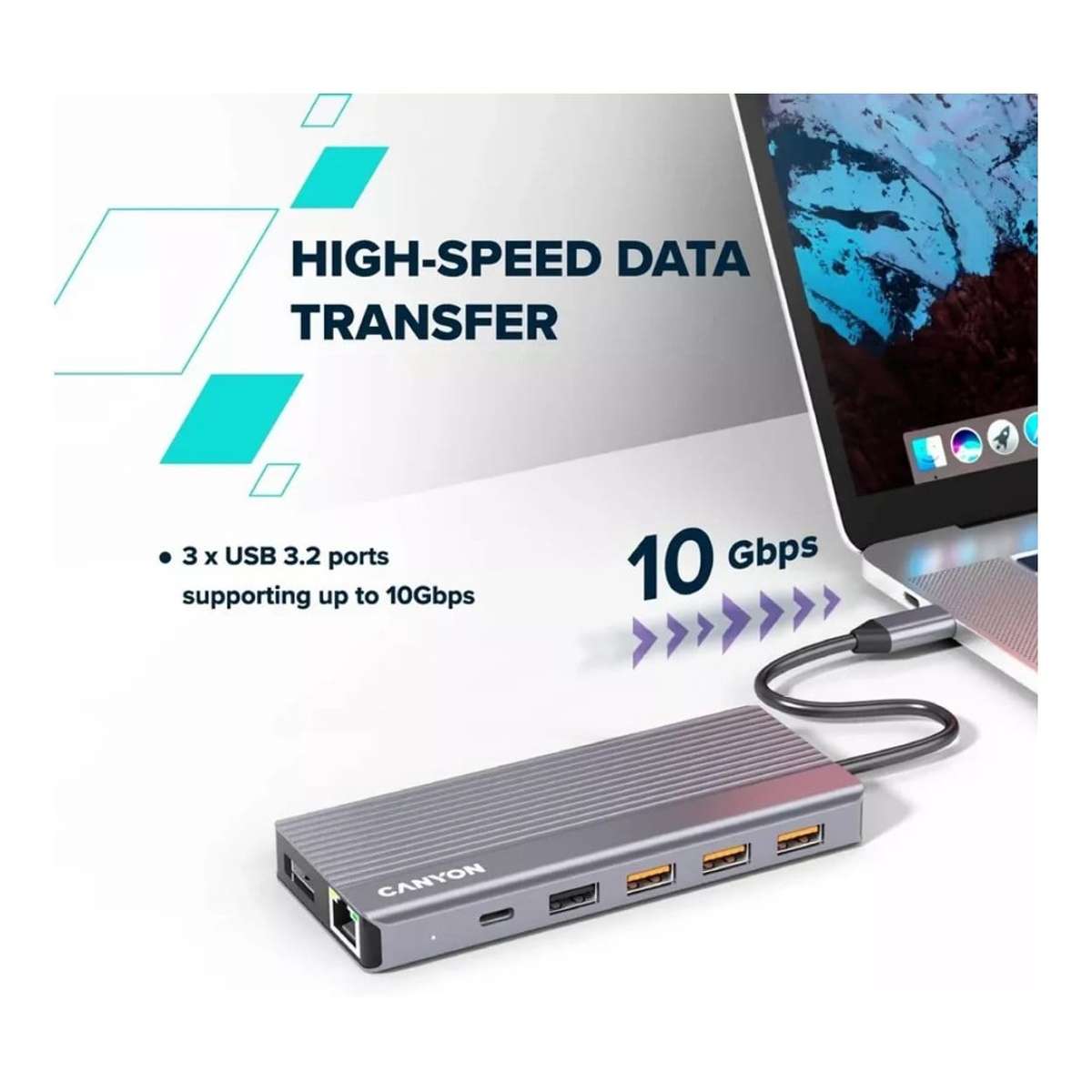 Canyon DS-16 13-in-1 Type-C Ethernet Hub Grey CNS-TDS16