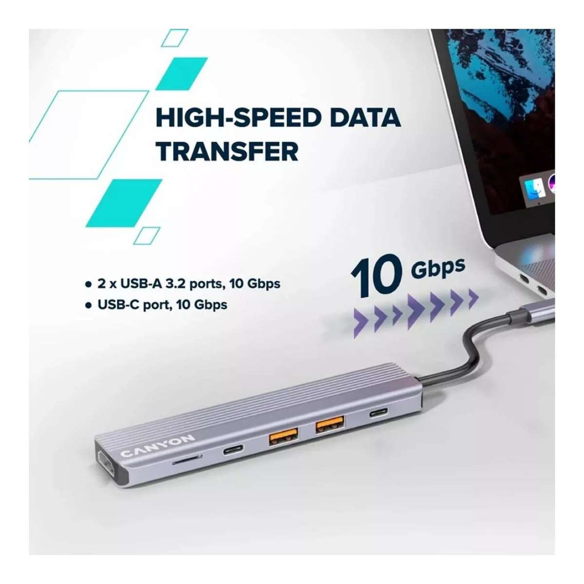 Canyon DS-17 6-in-1 Type-C Hub Grey CNS-TDS17