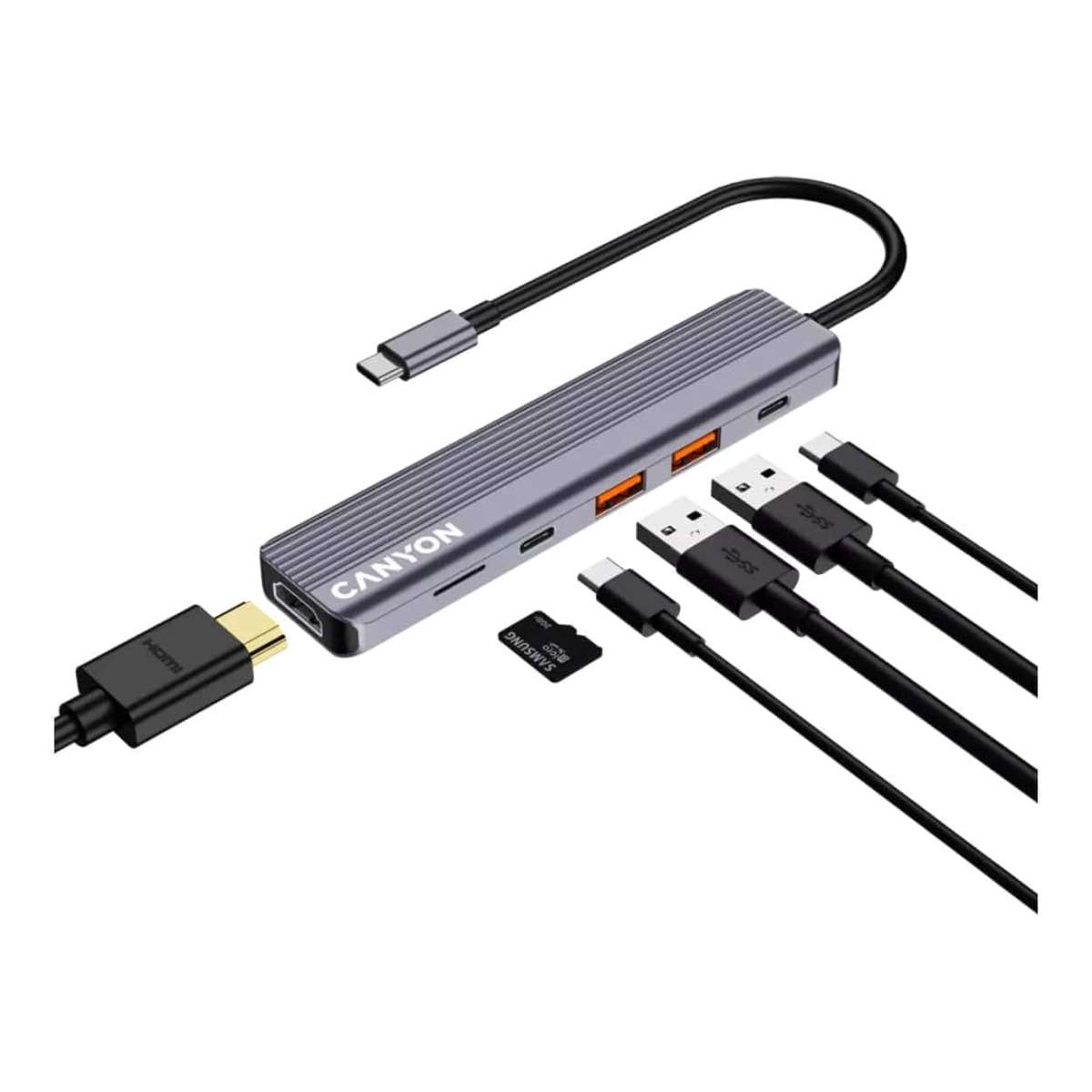 Canyon DS-17 6-in-1 Type-C Hub Grey CNS-TDS17