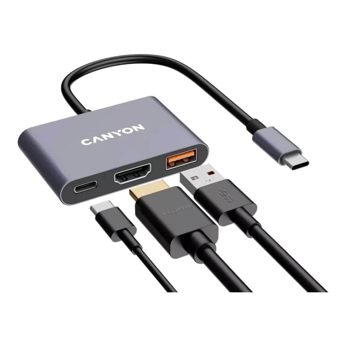 Canyon DS-4 3-in-1 Type-C Hub Grey CNS-TDS4
