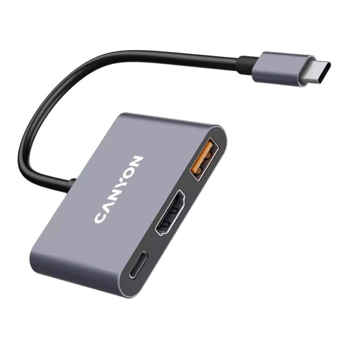 Canyon DS-4 3-in-1 Type-C Hub Grey CNS-TDS4