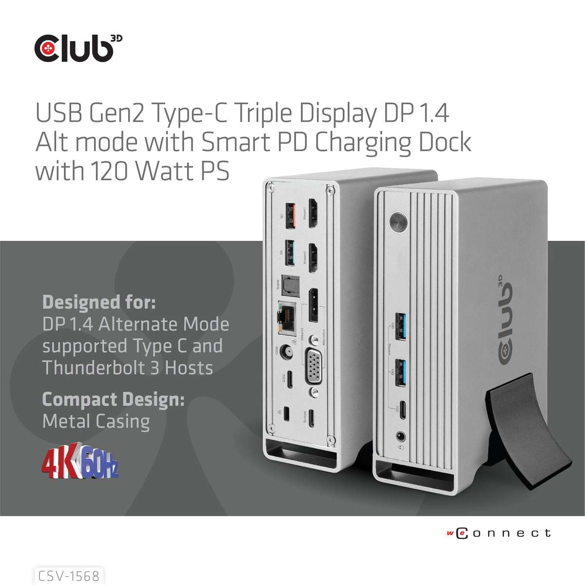 Club 3D Gen2 Type-C with Smart PD Charging Dock Station CSV-1568