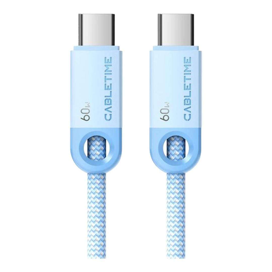 Cabletime Type-C Male to Male 60W Charging Cable 1m Blue CT-CM60-PBL1-1M