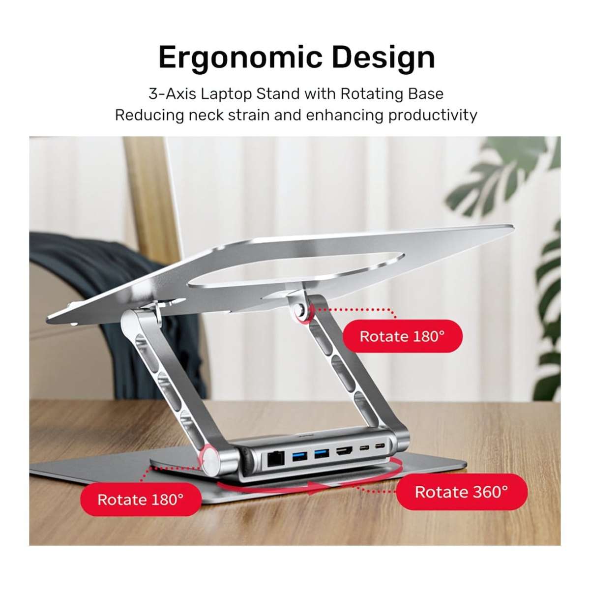 Unitek D1109B01 Notebook Stand with Detachable USB-C Hub