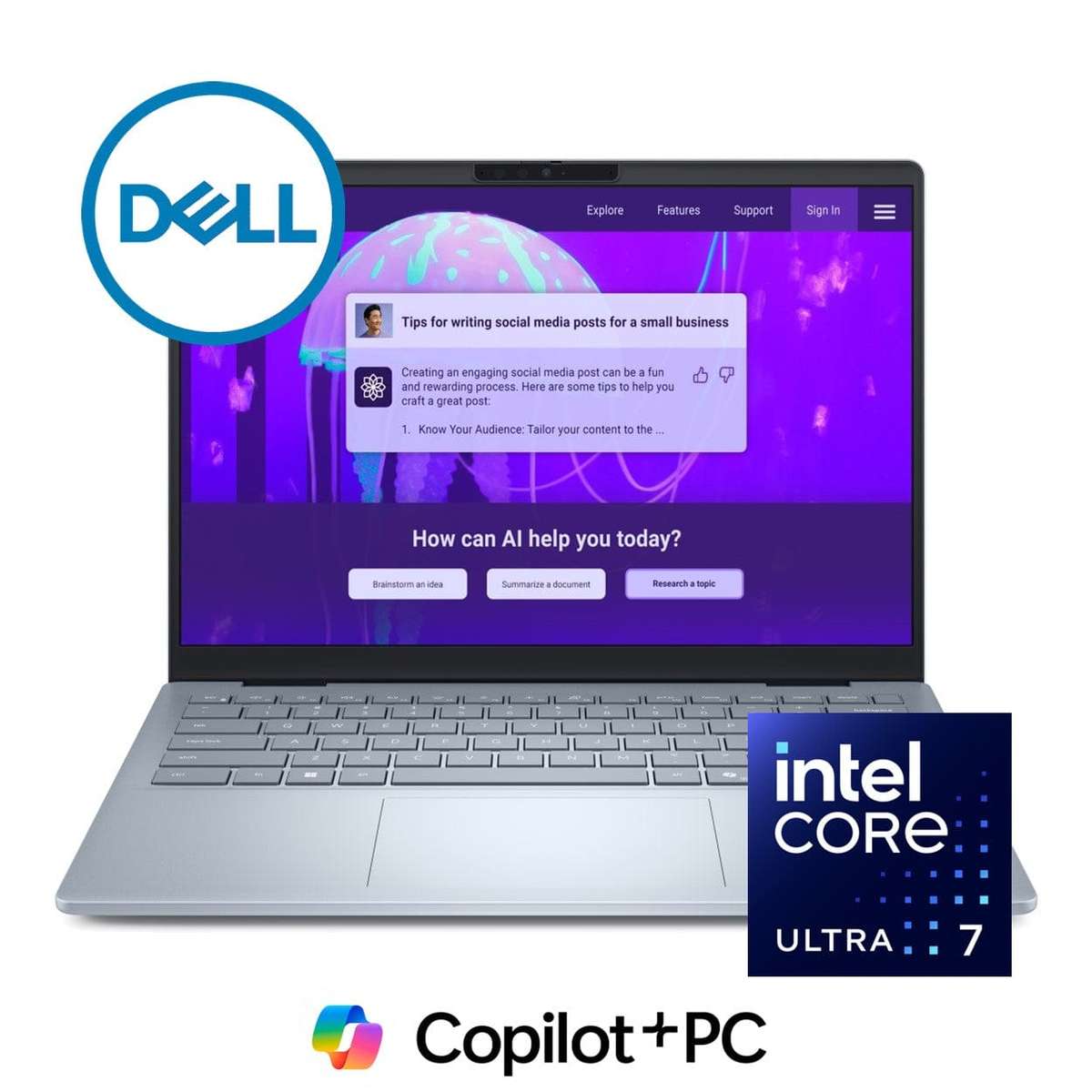 Dell 14 Plus 14-inch 2.5K AI Laptop - Intel Core Ultra 7 258V 1TB SSD 32GB RAM Win 11 Pro