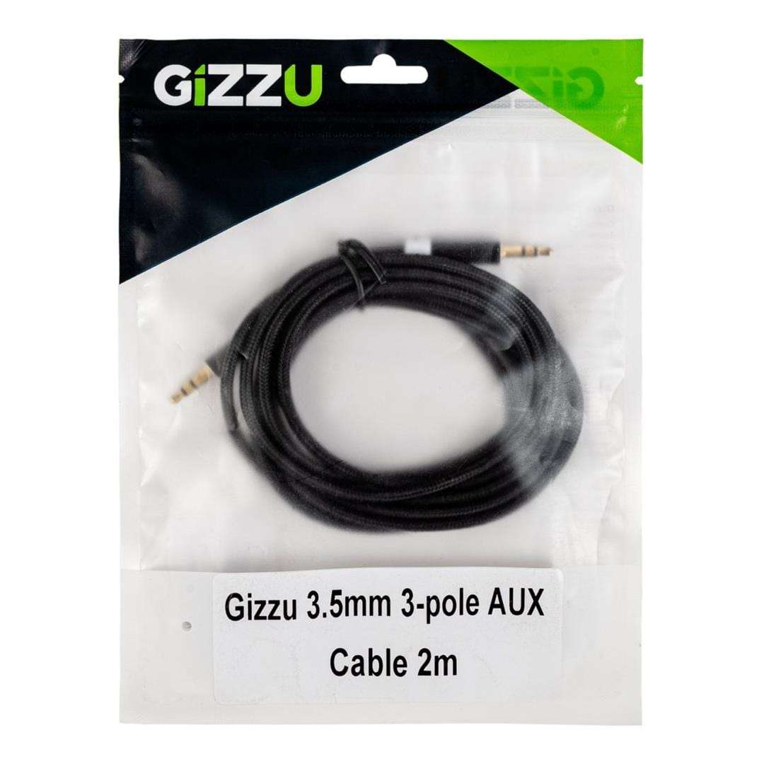Gizzu 3.5mm Aux Male to Male Cable 2m Black GCP35MM3