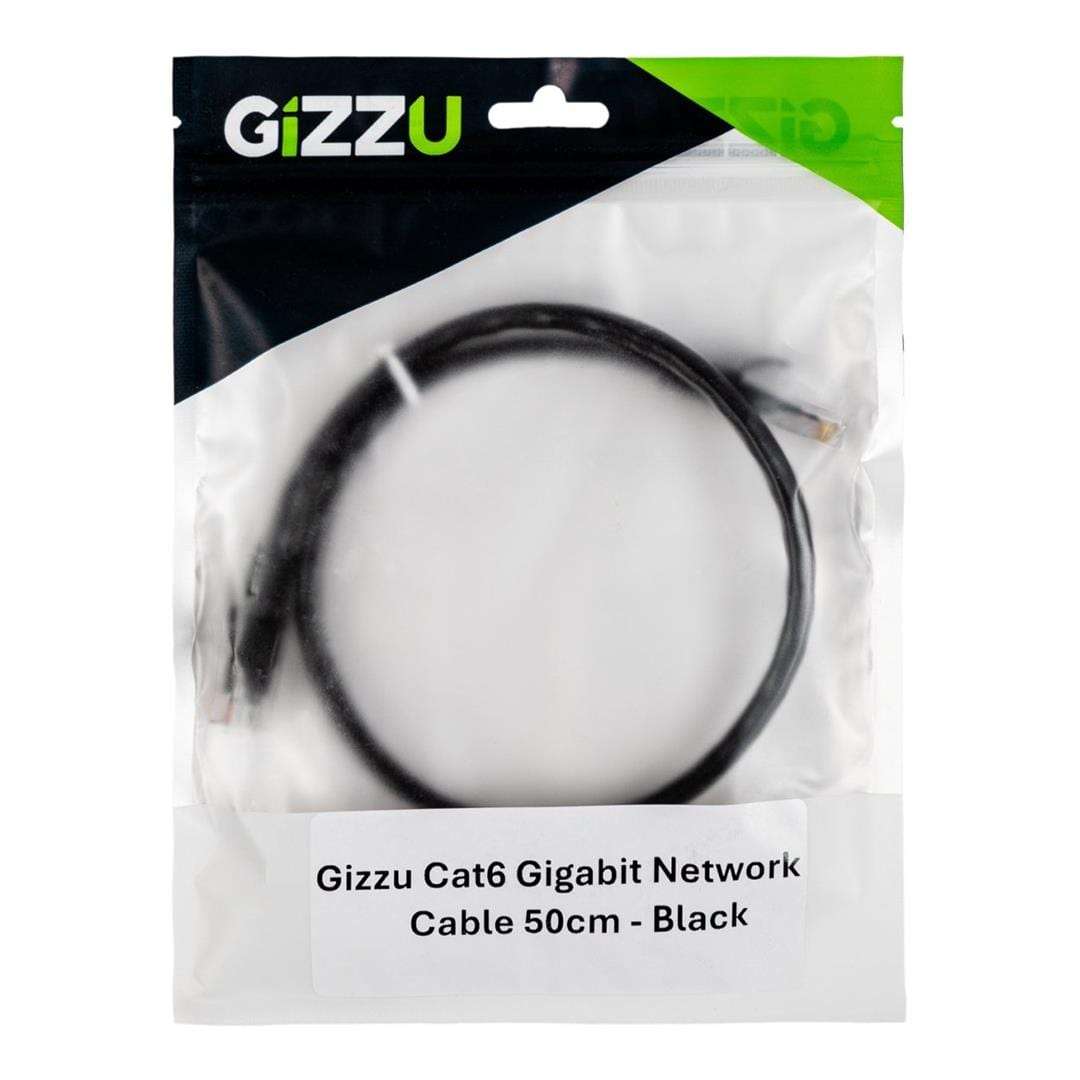 Gizzu CAT6 UTP Fly Lead RJ45 Ethernet Network Cable 50cm Black GCPCAT6005-BK