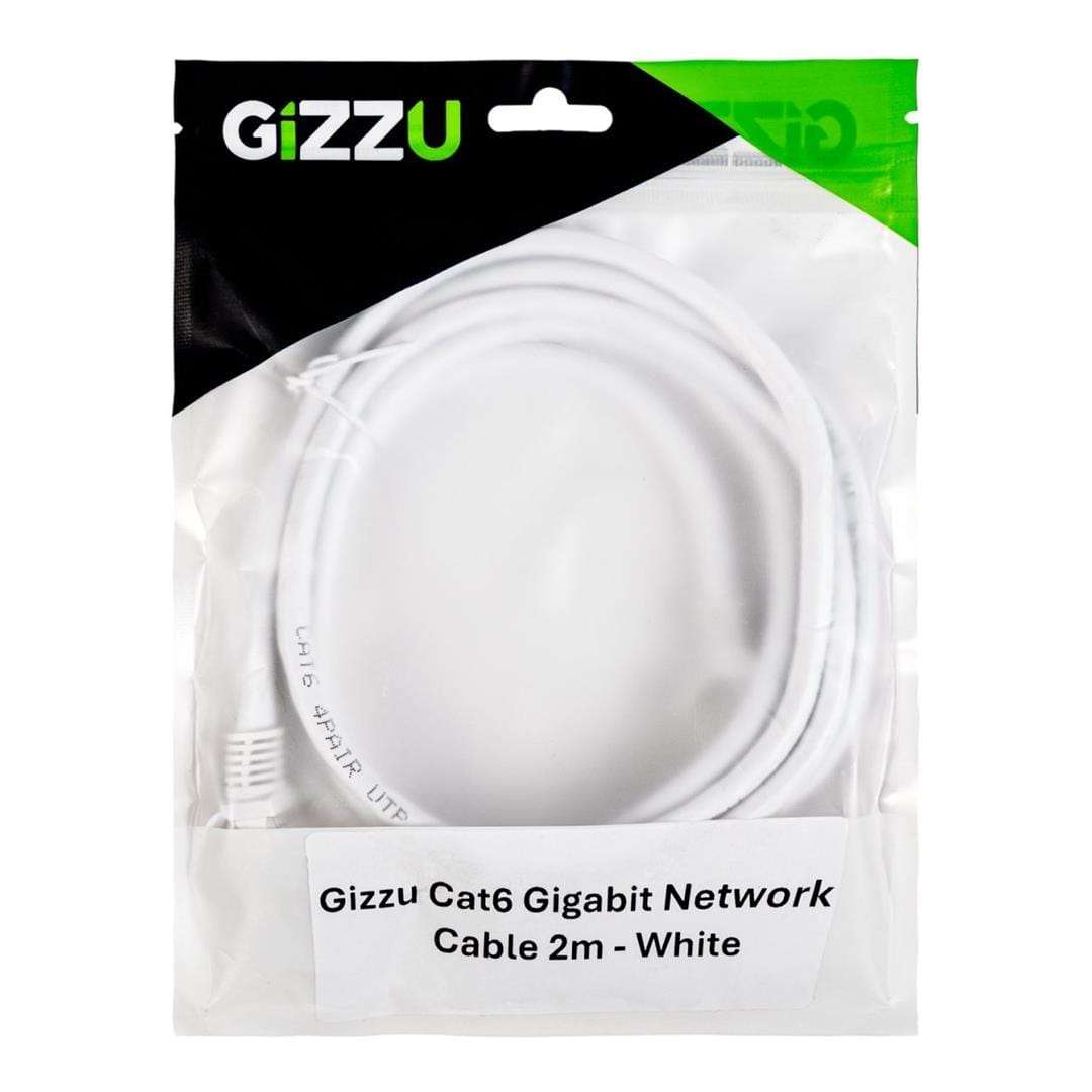 Gizzu CAT6 UTP Fly Lead RJ45 Ethernet Network Cable 2m White GCPCAT6020-WH