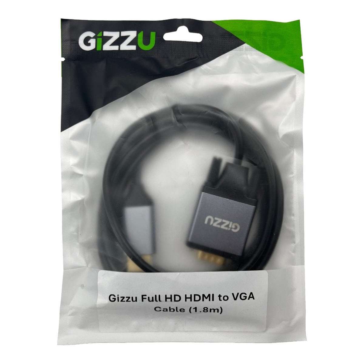 Gizzu 1.8m Full HD HDMI to VGA Cable - Black