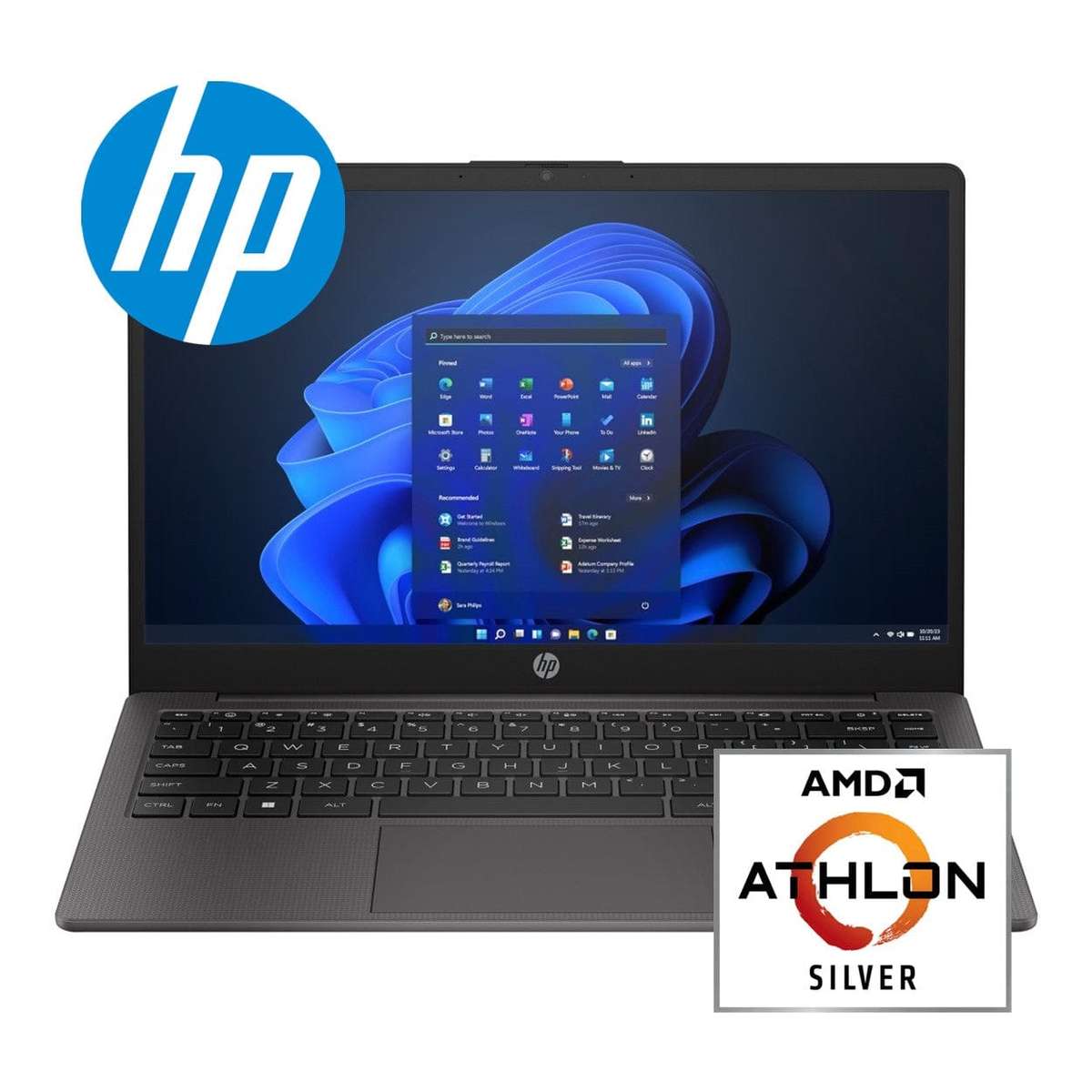 HP 245 G10 AMD Athlon Silver 7120U 15.6-inch Win 11 Home Laptop and Printer & Headphone Bundle