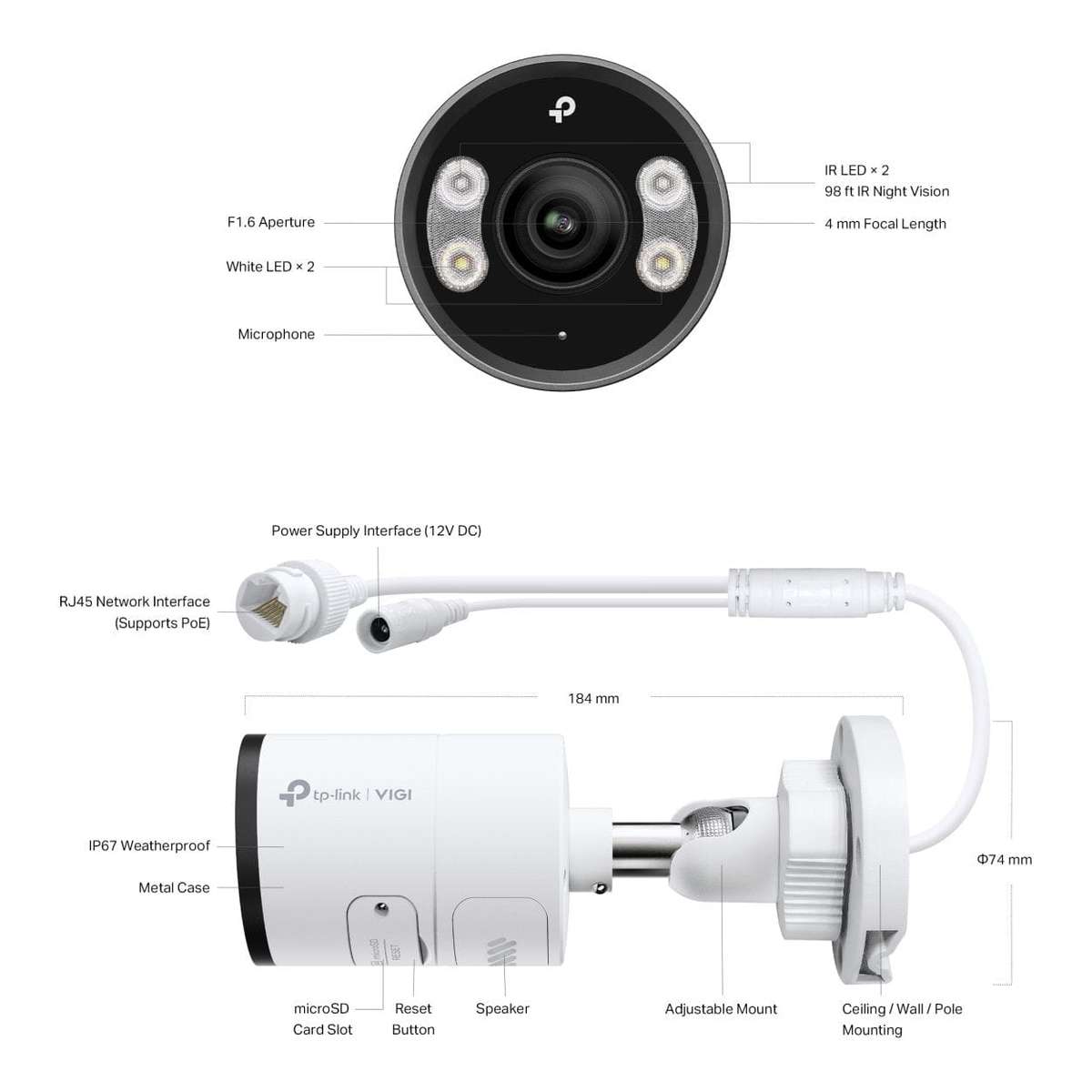TP-Link InSight S385 VIGI 8MP Outdoor Full-Color Bullet Network Camera