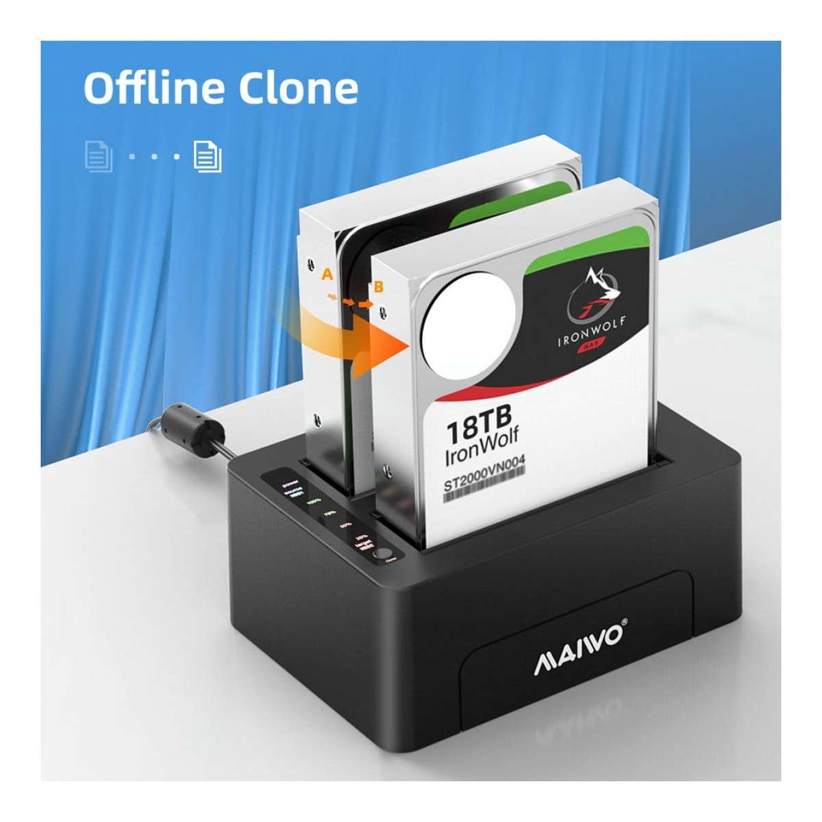 Maiwo K3082C 2-Bay Sata USB-C 3.0 HDD Cloner