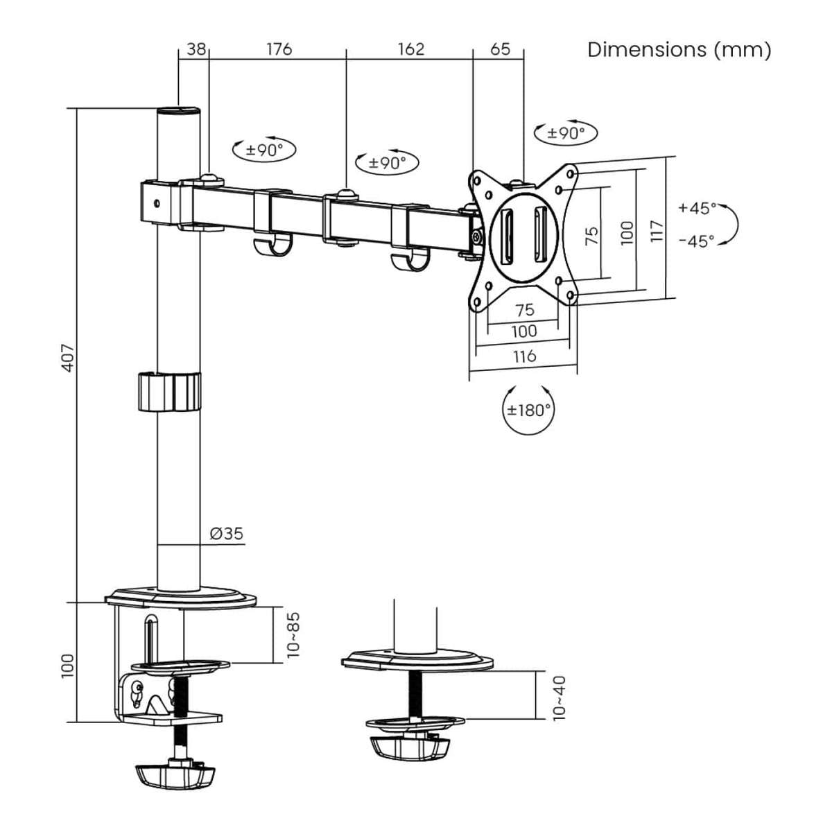 Lumi 17 to 32-inch Steel Articulating Monitor Mount LDT66-C012