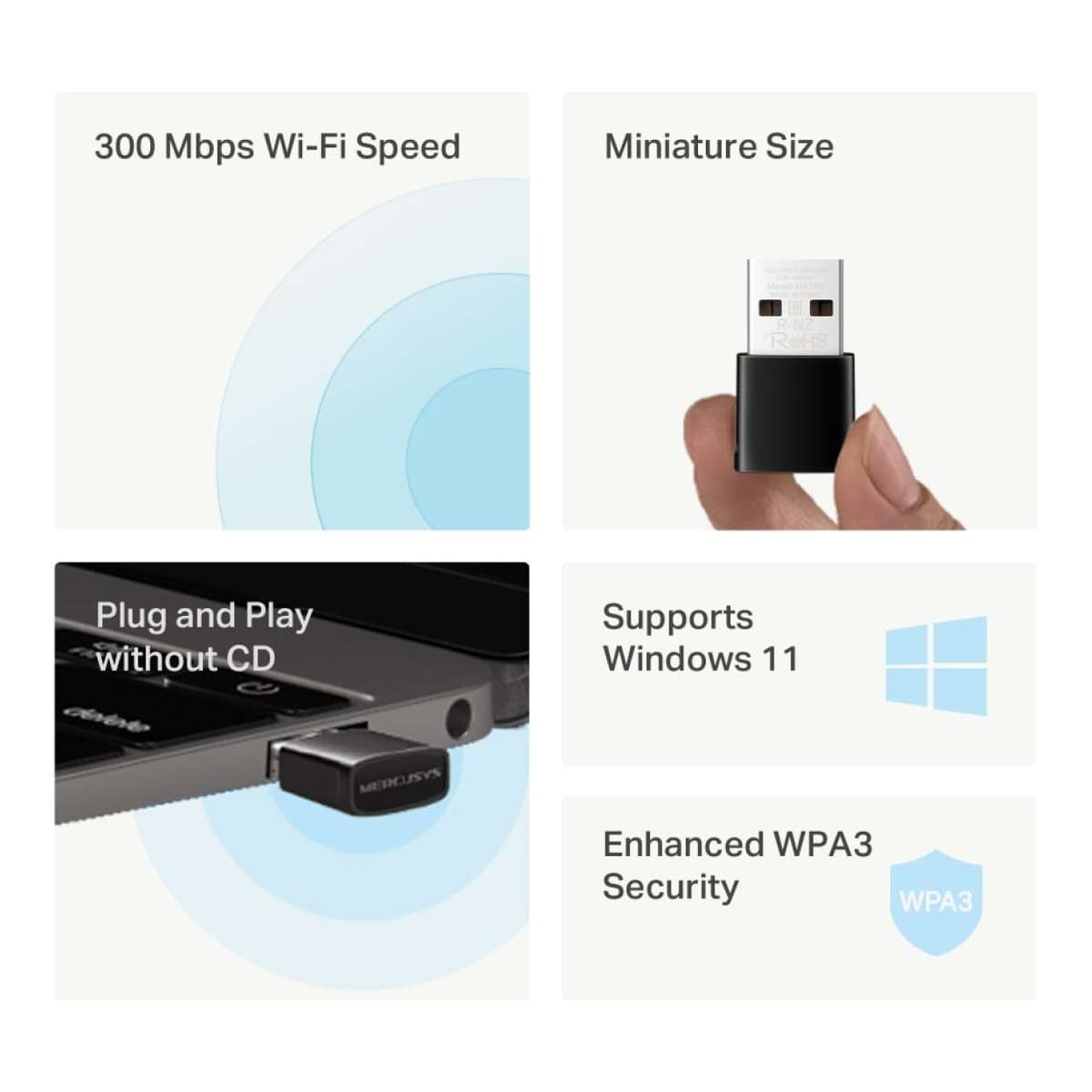 Mercusys N300 Nano Wireless USB Dongle MA12N