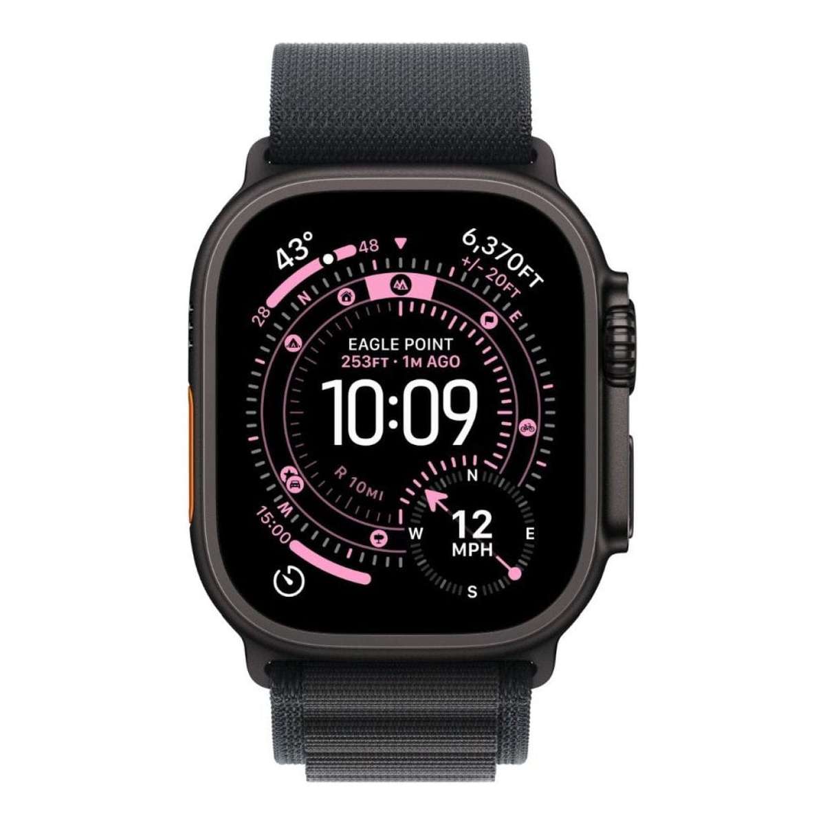 Apple Watch Ultra 3 GPS + Cellular 49mm Black Titanium Case with Black Alpine Loop - Medium