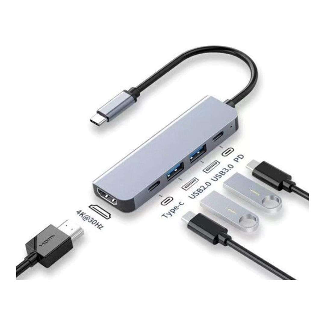 Tuff-Luv 5-in-1 USB-C 4K 30Hz Hub for Notebooks and MacBook Silver MF3801