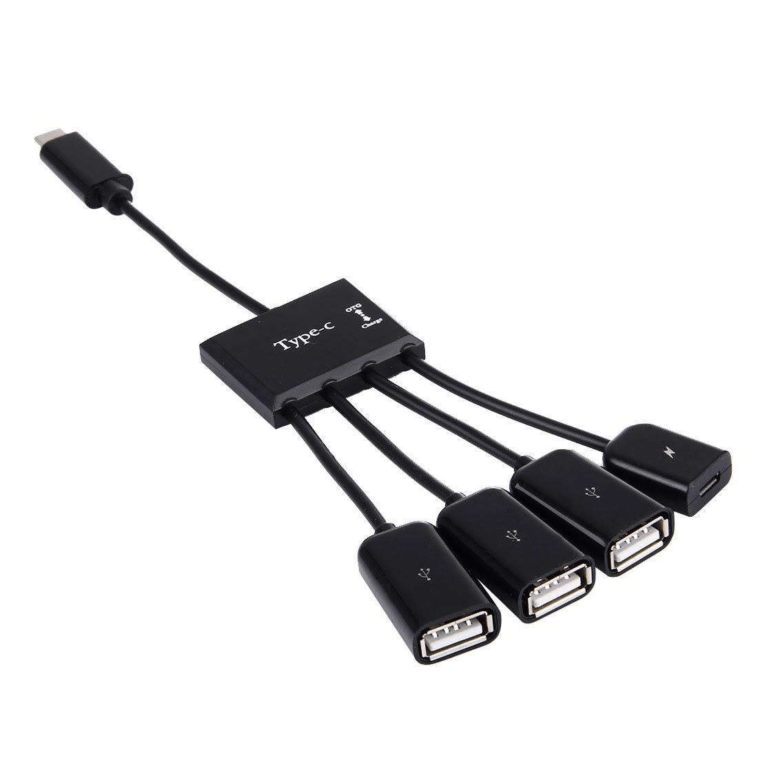 Tuff-Luv Portable 4-in-1 Type-C to 3-Ports USB HUB Cable Black MF474