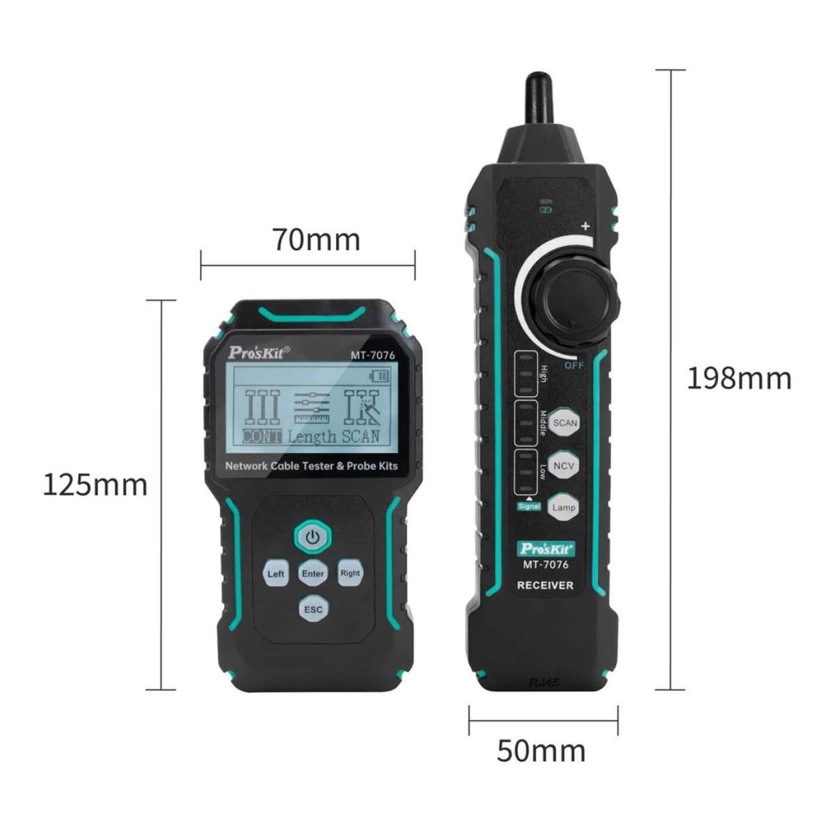 Pro'sKit MT-7076 LCD PoE Network Cable Tester and Probe Kit