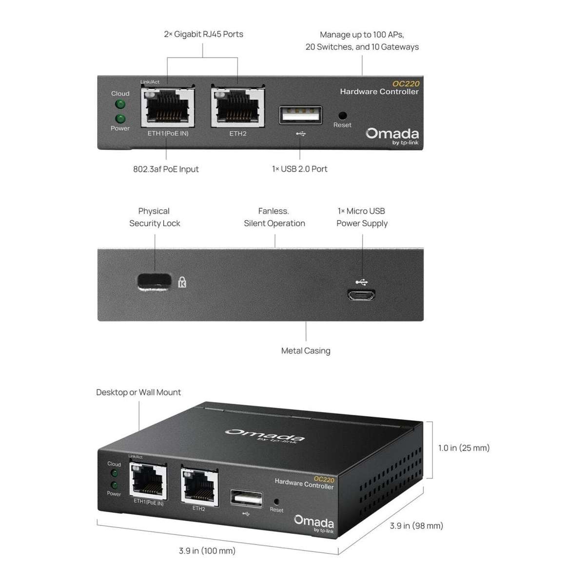 TP-Link Omada OC220 2x GE Hardware Controller