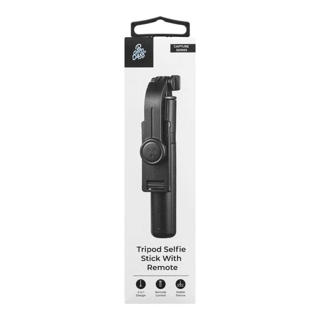 Pro Bass Capture Series Tripod Selfie Stick with Remote Black PB-6401-BK