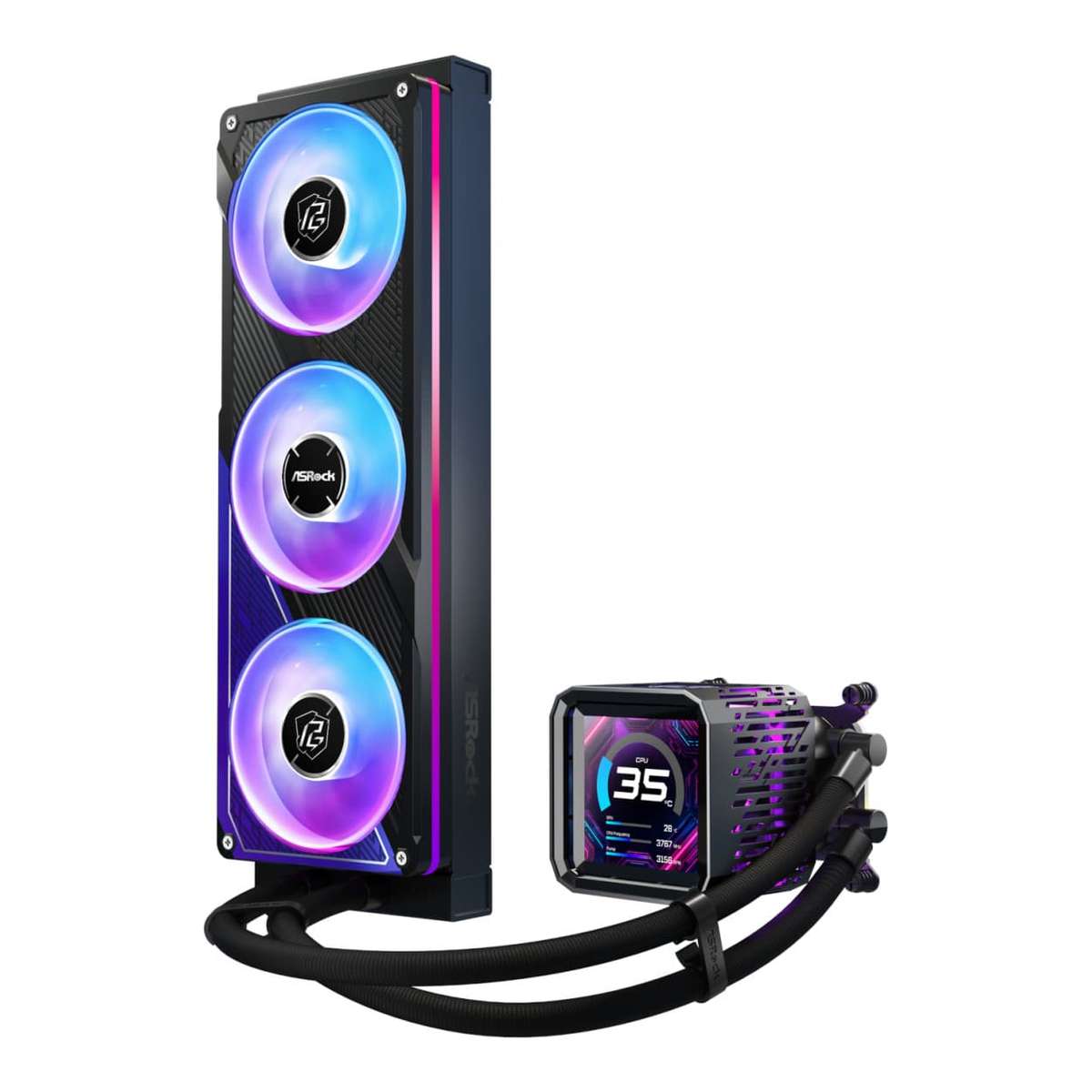 ASRock Phantom Gaming 360 LCD AIO Liquid CPU Cooler Black