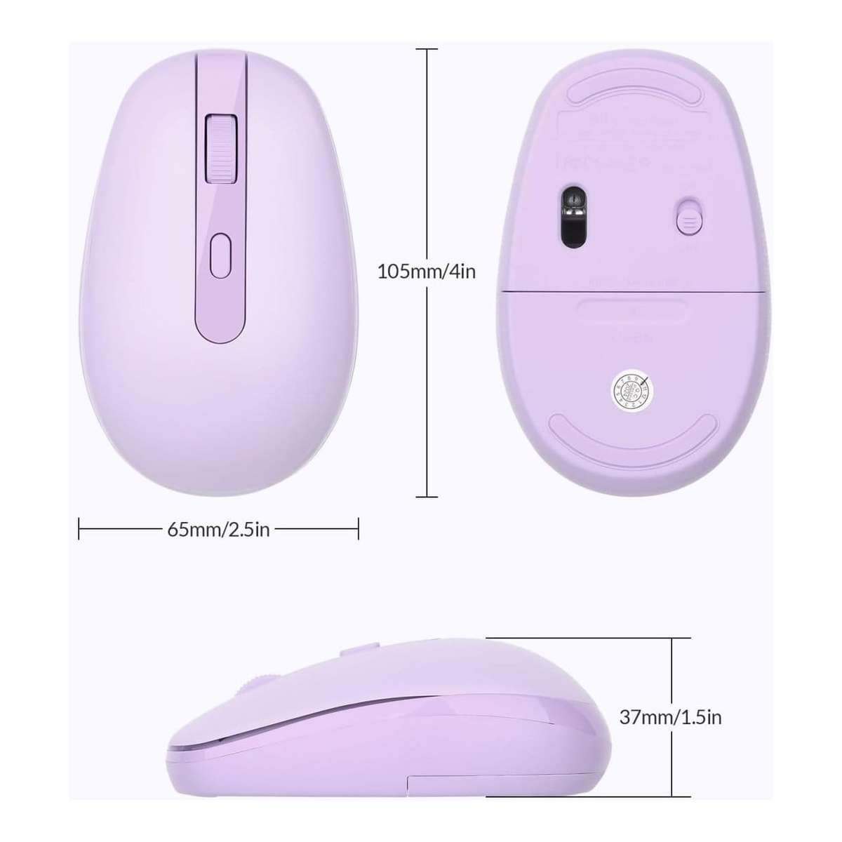 RII RM700-PURP Silent 2.4G Wireless Mouse Purple