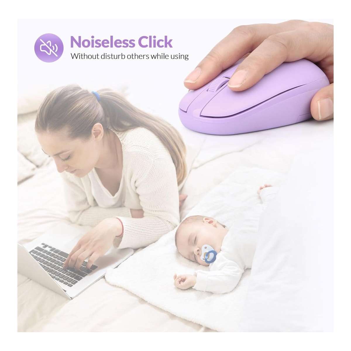 RII RM700-PURP Silent 2.4G Wireless Mouse Purple