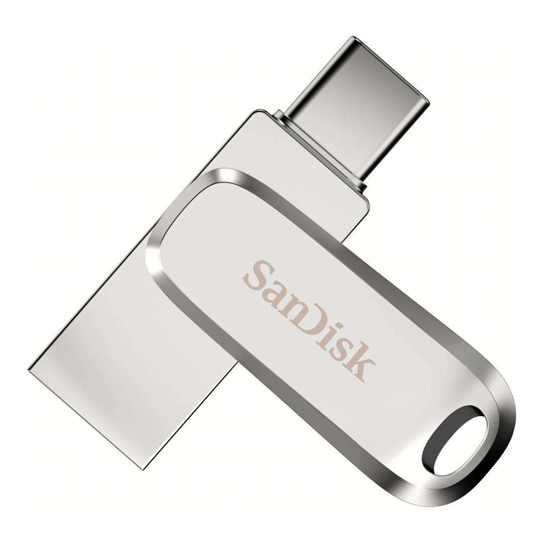 SanDisk Ultra Dual Drive Luxe 128GB Silver USB-C Flash Drive SDDDC4-128G-G46