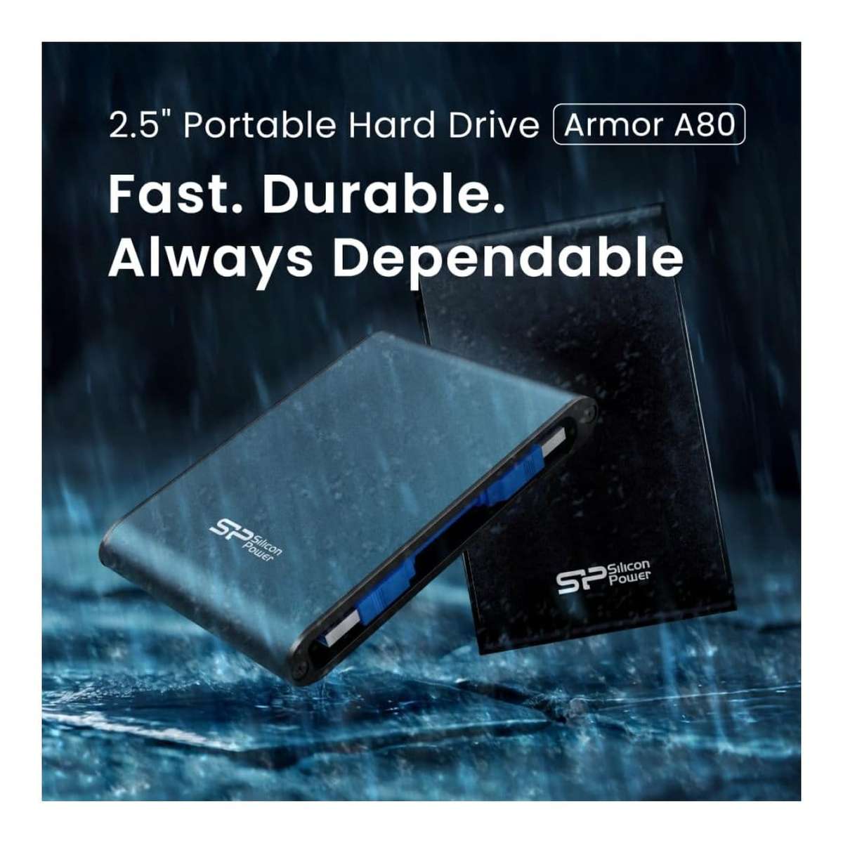 Silicon Power Vault A80 2.5-inch 1TB USB Black External Hard Drive SP010TBPHDA80S3K