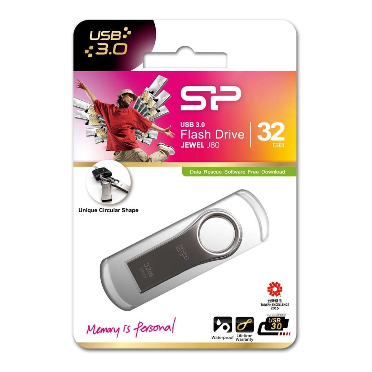 Silicon Power Jewel J80 32GB Titanium USB Flash Drive SP032GBUF3J80V1T