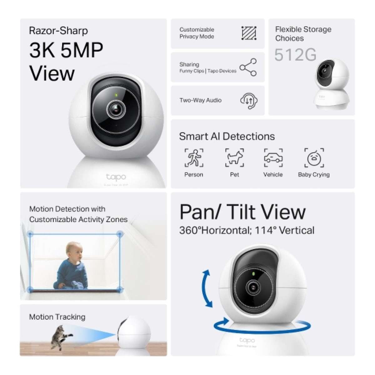 TP-Link Tapo C230 Pan/Tilt AI Home Security Wi-Fi Bulb Camera