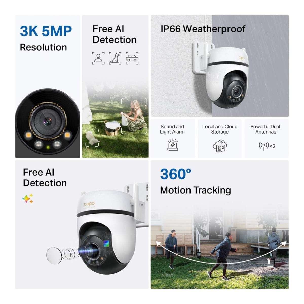 TP-Link Tapo C530WS 3K 5MP 4.0mm Wi-Fi Outdoor Pan/Tilt Security Camera