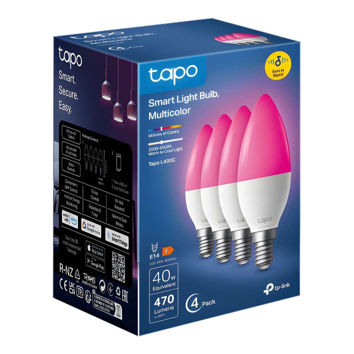 TP-Link Tapo L430C Smart LED Light Bulb Multicolor 4-pack
