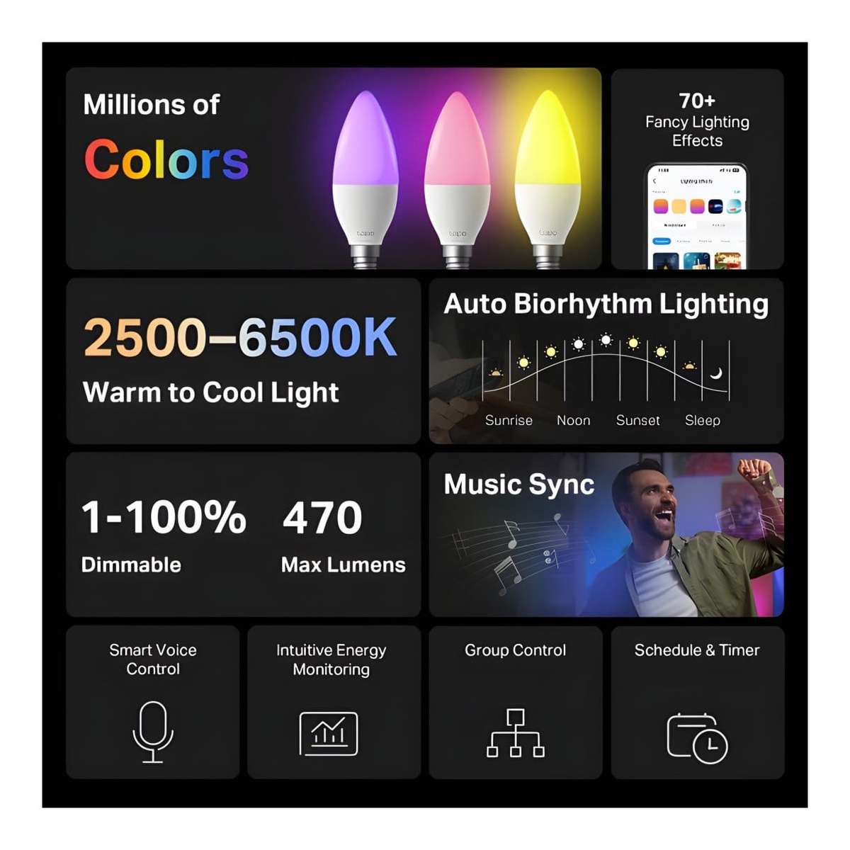 TP-Link Tapo L430C Smart LED Light Bulb Multicolor 4-pack