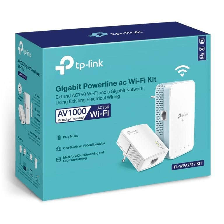 TP-Link TL-WPA7517 Kit AV1000 Gigabit Powerline AC Wi-Fi Extender 2-pack