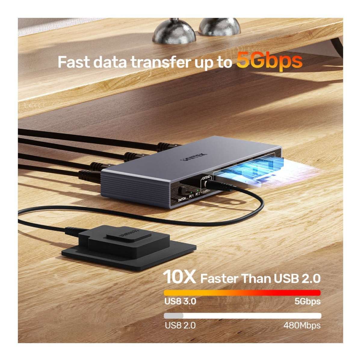 Unitek 4-port 5Gbps DP KVM Switch V1310AGY01-UK