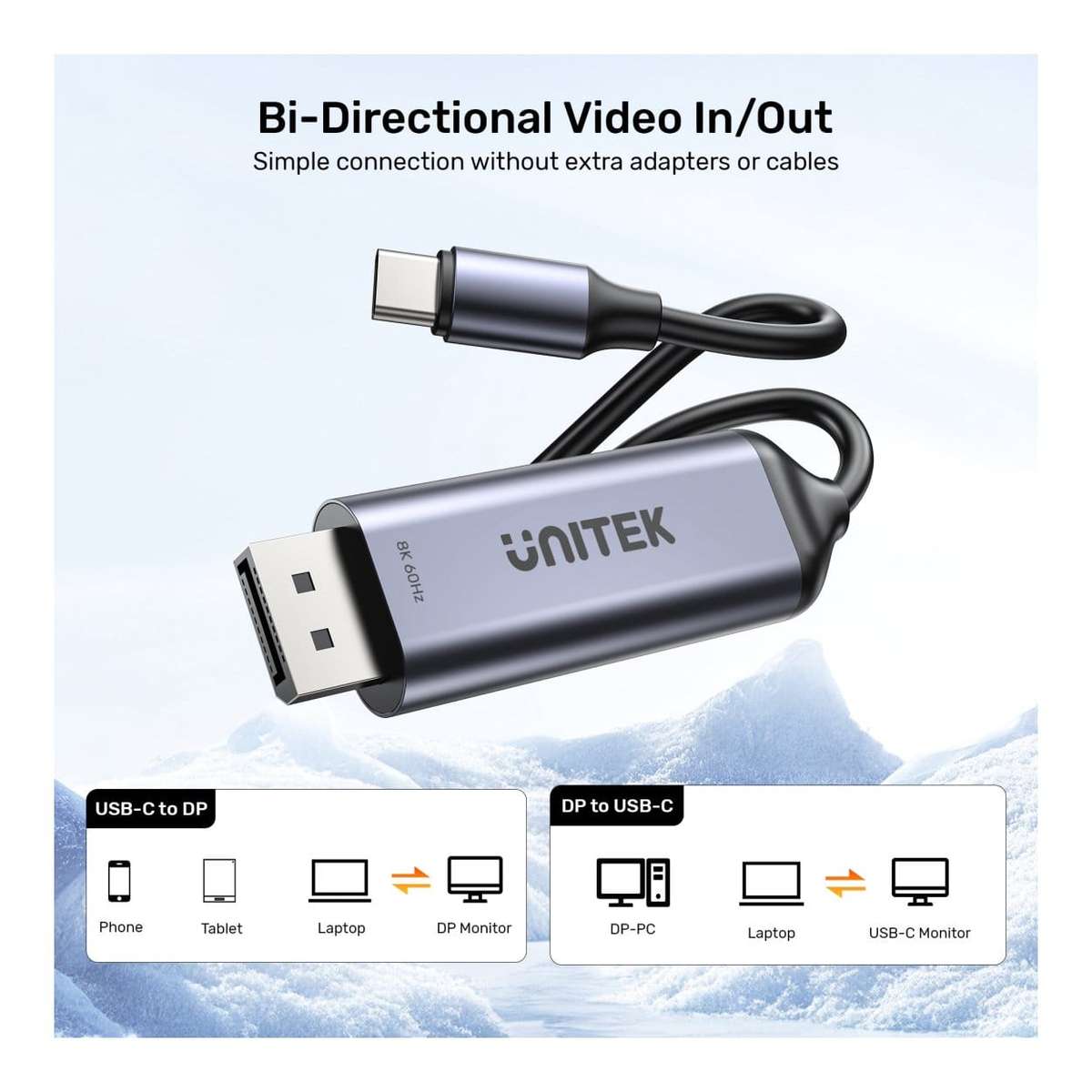 Unitek 8K Type-C to DisplayPort Bidirectional Cable 1.8m V1423DGY01