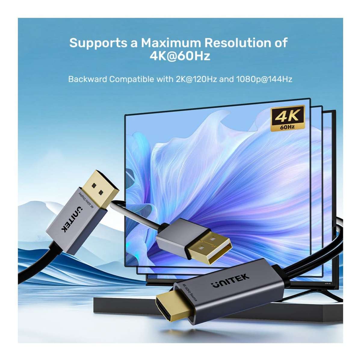 Unitek 4K HDMI to DisplayPort Cable 1.8m V1714AGY01