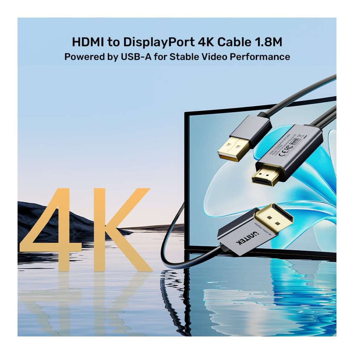 Unitek 4K HDMI to DisplayPort Cable 1.8m V1714AGY01